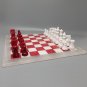 1970s Elegant Red and White Chess Set in Volterra Alabaster Handmade. Made in Italy