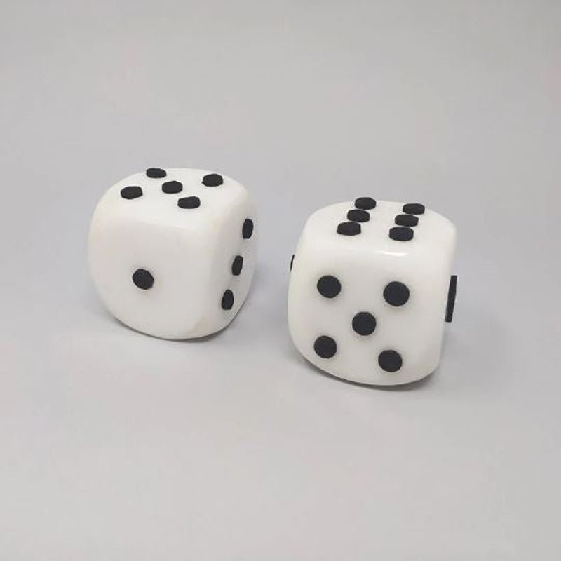 1970s Stunning Pair of Big Italian Marble Dices. Made in Italy