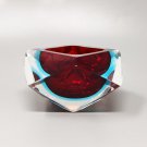 1960s Stunning Red and Blue Ashtray or Catchall By Flavio Poli for Seguso. Made in Italy
