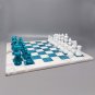 1970s Gorgeous Turquoise and White Chess Set in Volterra Alabaster Handmade Made in Italy