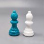 1970s Gorgeous Turquoise and White Chess Set in Volterra Alabaster Handmade Made in Italy