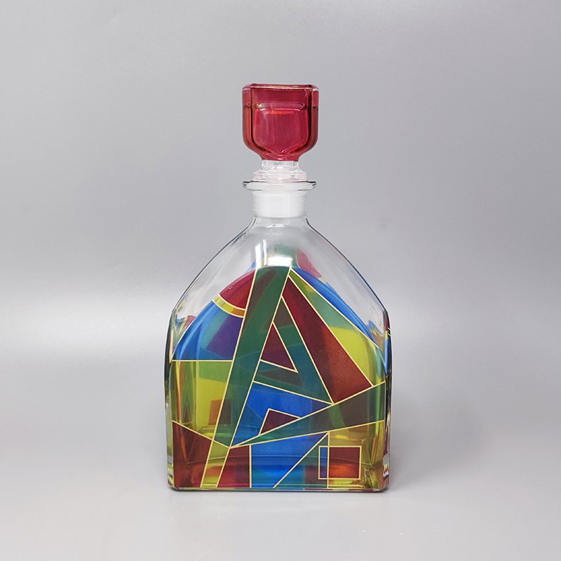 1970s Stunning Decanter or Decorative Bottle by Luigi Bormioli. Made in Italy