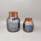 1970s Gorgeous Orange and Grey Pair of Vases in Murano Glass. Made in Italy