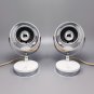 11970s Gorgeous Pair of White Eyeball Table Lamps by Veneta Lumi. Made in Italy