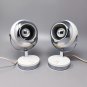 11970s Gorgeous Pair of White Eyeball Table Lamps by Veneta Lumi. Made in Italy