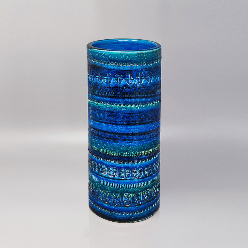 1960s Stunning Vase by Aldo Londi for Bitossi "Blue Rimini Collection"