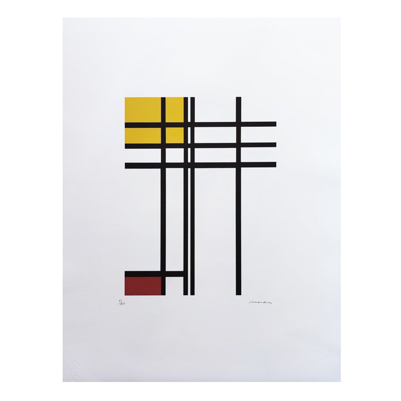 1970s Original Gorgeous Piet Mondrian "Opposition of Lines" Limited Edition Lithograph