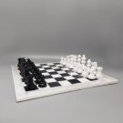 1970s Gorgeous Black and White Chess Set in Volterra Alabaster Handmade Made in Italy