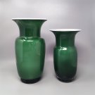 1970s Gorgeous Green Pair of Vases in Murano Glass by Carlo Nason. Made in Italy