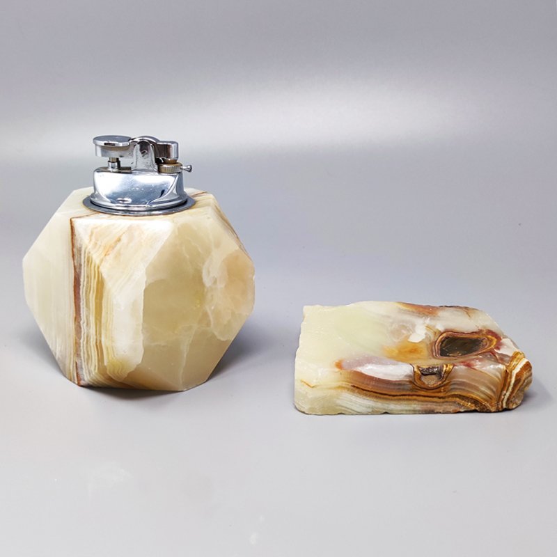 1960s Gorgeous Smoking Set in Onyx. Made in Italy