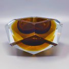 1960s Gorgeous Big Amber Ashtray or Catchall by Flavio Poli for Seguso. Made in Italy