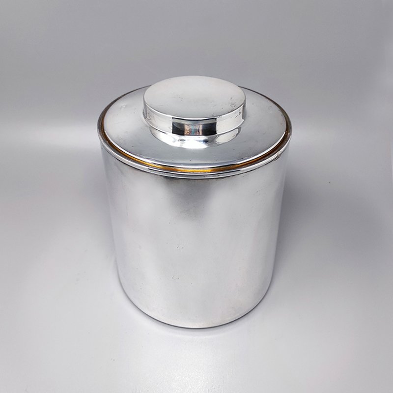 1960s Stunning ice bucket in stainless steel by Aldo Tura for Macabo