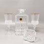 1970s Gorgeous Crystal Decanter with 2 Crystal Glasses by RCR. Made in Italy