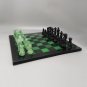 1970s Stunning Black and Green Chess Set in Volterra Alabaster Handmade Made in Italy