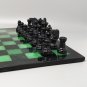 1970s Stunning Black and Green Chess Set in Volterra Alabaster Handmade Made in Italy