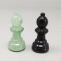 1970s Stunning Black and Green Chess Set in Volterra Alabaster Handmade Made in Italy