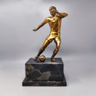 1930s Gorgeous Art Deco Football - Soccer Player Bronze Sculpture. Made in Italy