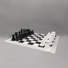 1970s Gorgeous Black and White Chess Set in Volterra Alabaster Handmade. Made in Italy