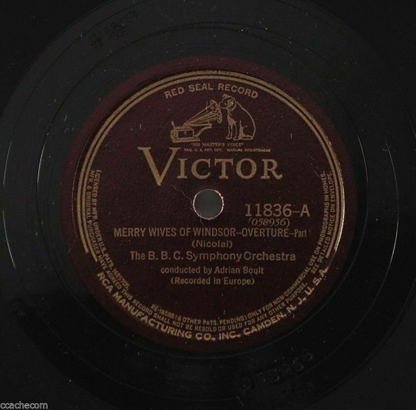 Boult BBC Symphony Orchestra Merry Wives of Windsor Victor 1936 Shellac ...