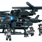 SWAT Police Armed Helicopter c/w Figures Compatible With Lego Building Kit 542pcs UK stock