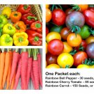 Rainbow Mix Seed Bundle 1/4G Packet Each Variety: Bell Pepper 30 Seeds Cherry Tomato 85 Seeds Carrot