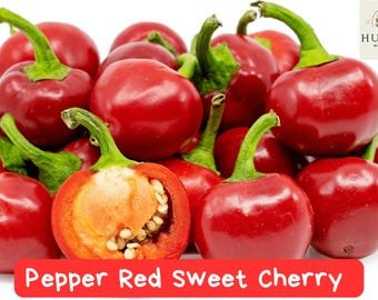 Red Sweet Cherry Pepper Seeds - 20+ Heirloom, Non-GMO - Mild, Sweet Flavor - Perfect for Pickling, F