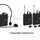 Wireless Microphone System Wireless Audio Tour Guide System 650MHz (15 Receivers)