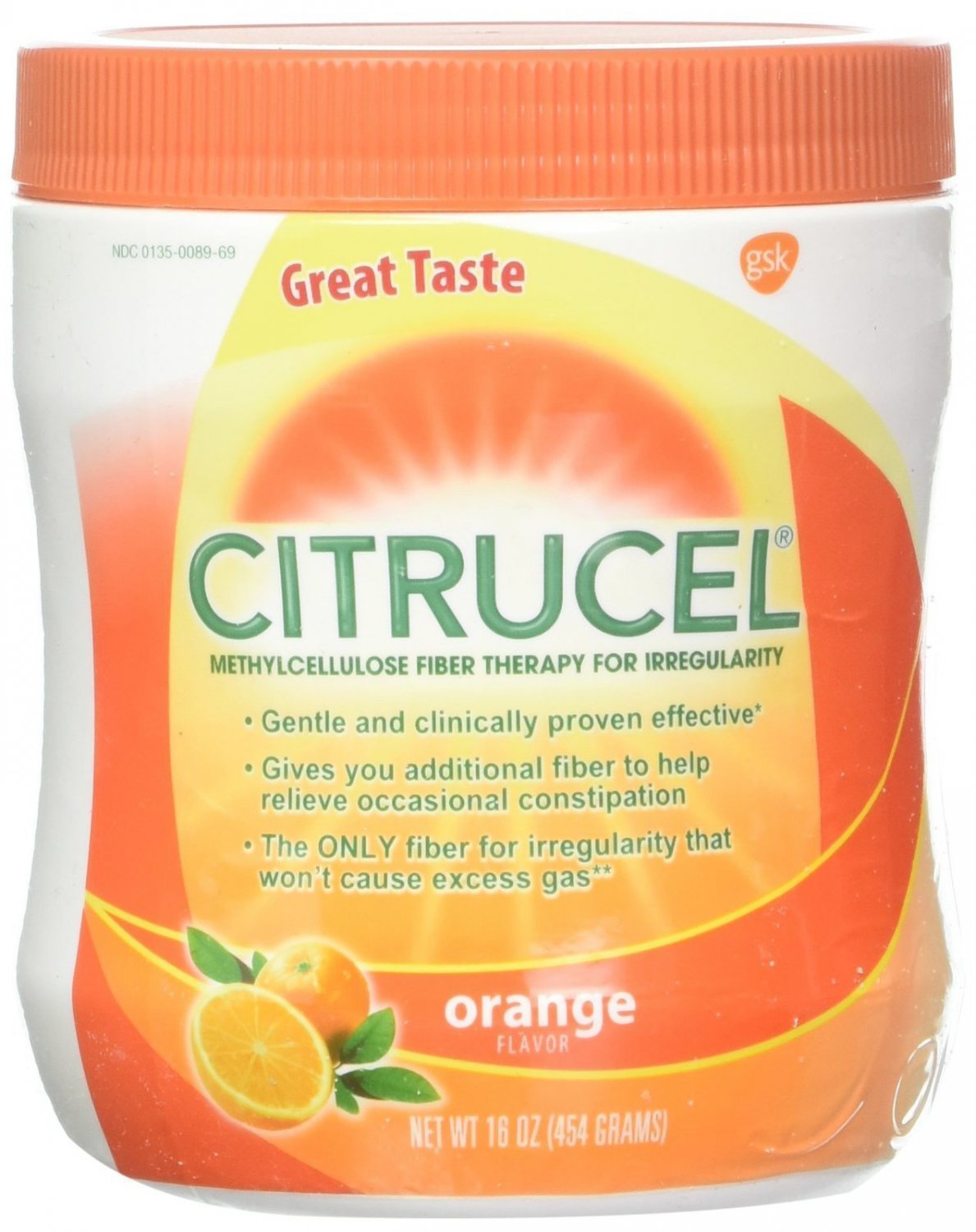 Citrucel Powder Orange Flavor Fiber Therapy for Occasional Constipation
