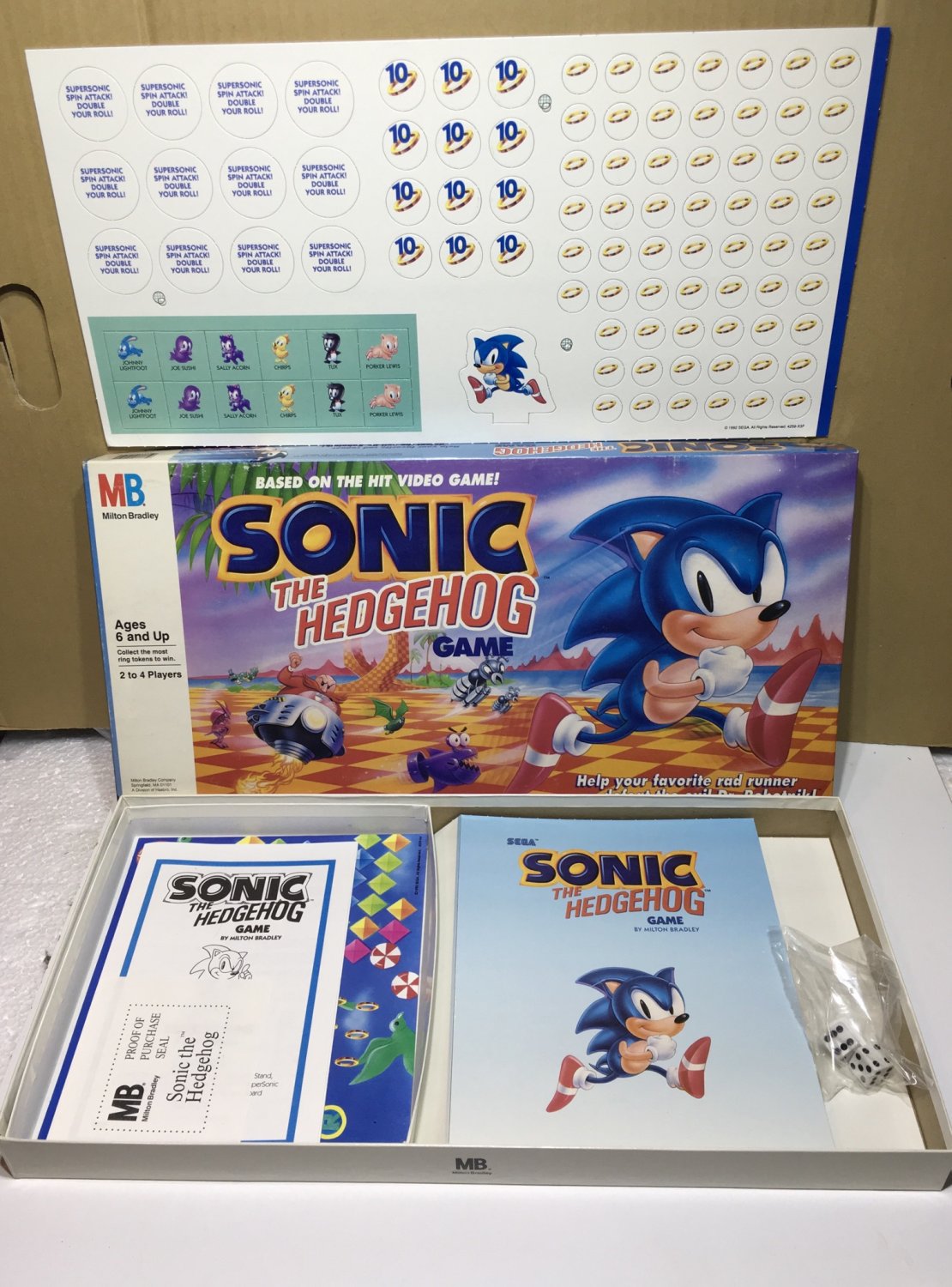 Sonic the Hedgehog The Board Game Milton Bradley Sega 1992 vintage rare
