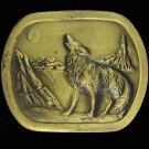 Wolf Wolves Animal Nature Art Western Biker Cowboy 80s NOS Vintage Belt Buckle