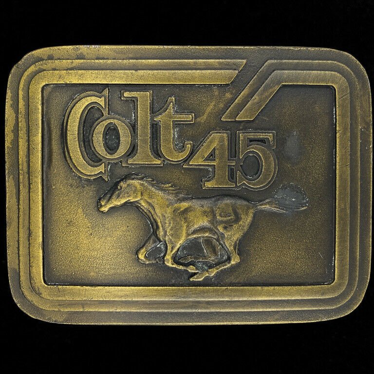 Colt 45 Beer Malt Liquor Horse Rodeo Cowboy Drinker Gift 70 Vintage Belt Buckle