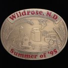 Vtg Nos Wild Rose North Dakota Nd Pheasant Railroad Farming Brass Belt Buckle