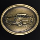 1957 Chevy Chevrolet Corvette Muscle Car Racing 1970s Brass Vtg Belt Buckle