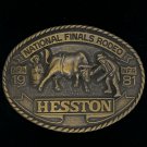 PRCA NFR National Finals Rodeo Cowboy Bull Riding Western 80s Vtg Belt Buckle