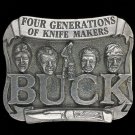 Vtg 80s Buck Knives Smokey Mountain Knife Works Cutlery Adverting Belt Buckle