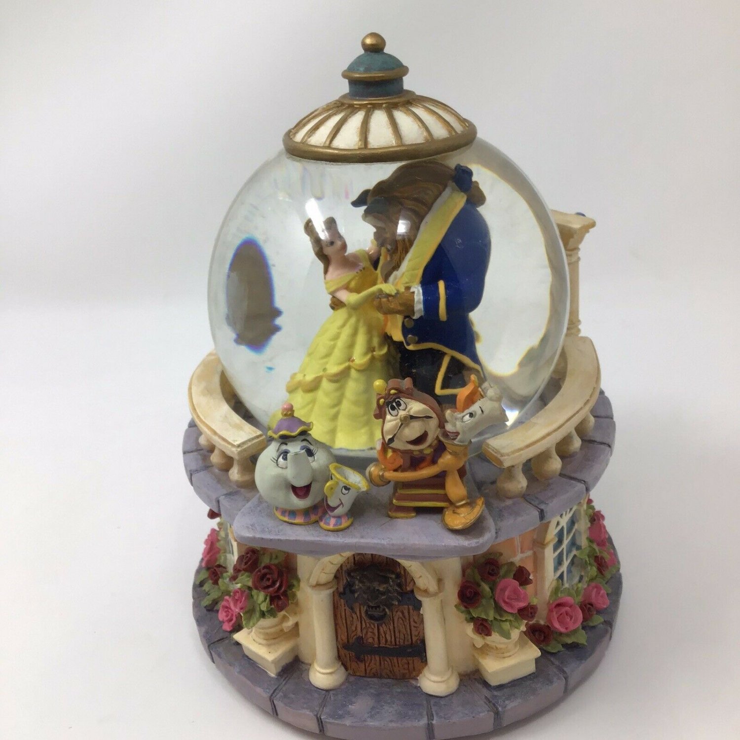 Beauty and the Beast Disney Musical Snow Globe 1991 Rose Garden Rare