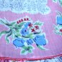 Vintage 30s 40s Handkerchief Hanky Apron PINK w Blue Flowers