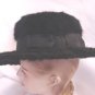 Vintage Edwardian 20s Wide Brim Fur Felt Hat BLACK EC
