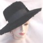 Vintage Edwardian 20s Wide Brim Fur Felt Hat BLACK EC