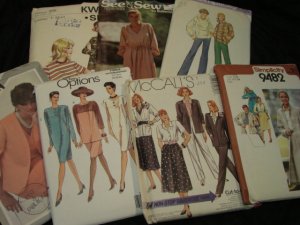 Sewing Patterns 70s 80s Womans LOT 7 Size LARGE