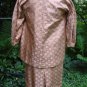 Vintage 50s SILK BROCADE Dress & Jacket QUALITY EC XS