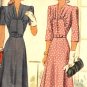 Sewing Pattern Vintage 40s Dress Bib panel Gathers B36