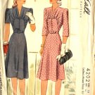 Sewing Pattern Vintage 40s Dress Bib panel Gathers B36