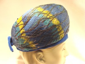 Vintage Hat 60s 50s PEACOCK Bubble Feather Toque