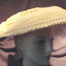Vintage 50s Straw Hat Platter Cello TULLE Chiffon