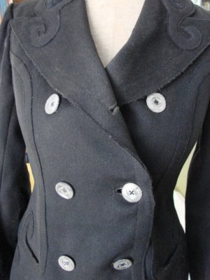 VTG Victorian Edwardian Heavy Wool APPLIQUES Jacket S