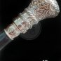 Brass walking stick cane 3 fold wooden carving hand work black stick