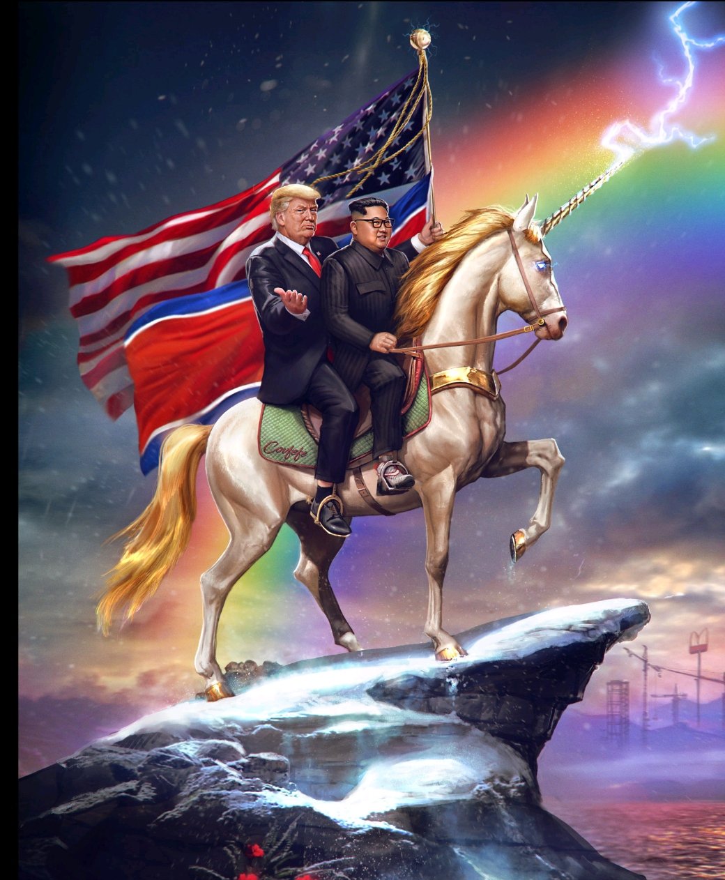 Trump flag - Kim flag -Trump Kim Flag 90x150cm Polyester Banner Grommet 3x5ft