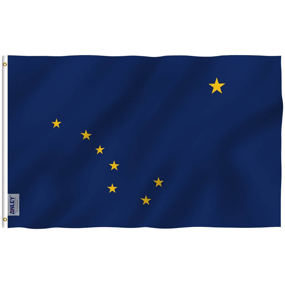 Alaska State Polyester Flag - Alaska AK Flag Polyester with Brass Grommets 3X5Ft Banner USA