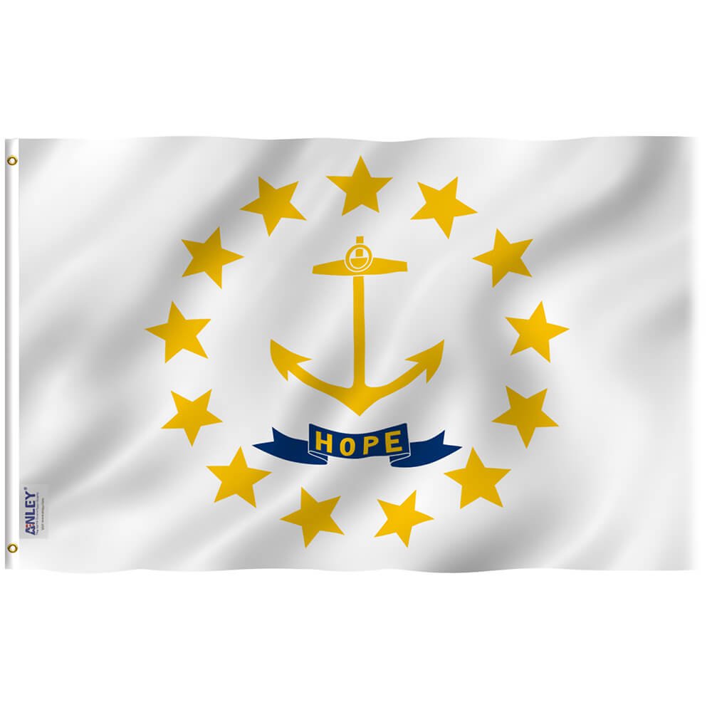 Rhode Island State Flag - Rhode Island RI Flag Polyester with Brass Grommets 3X5Ft Banner USA